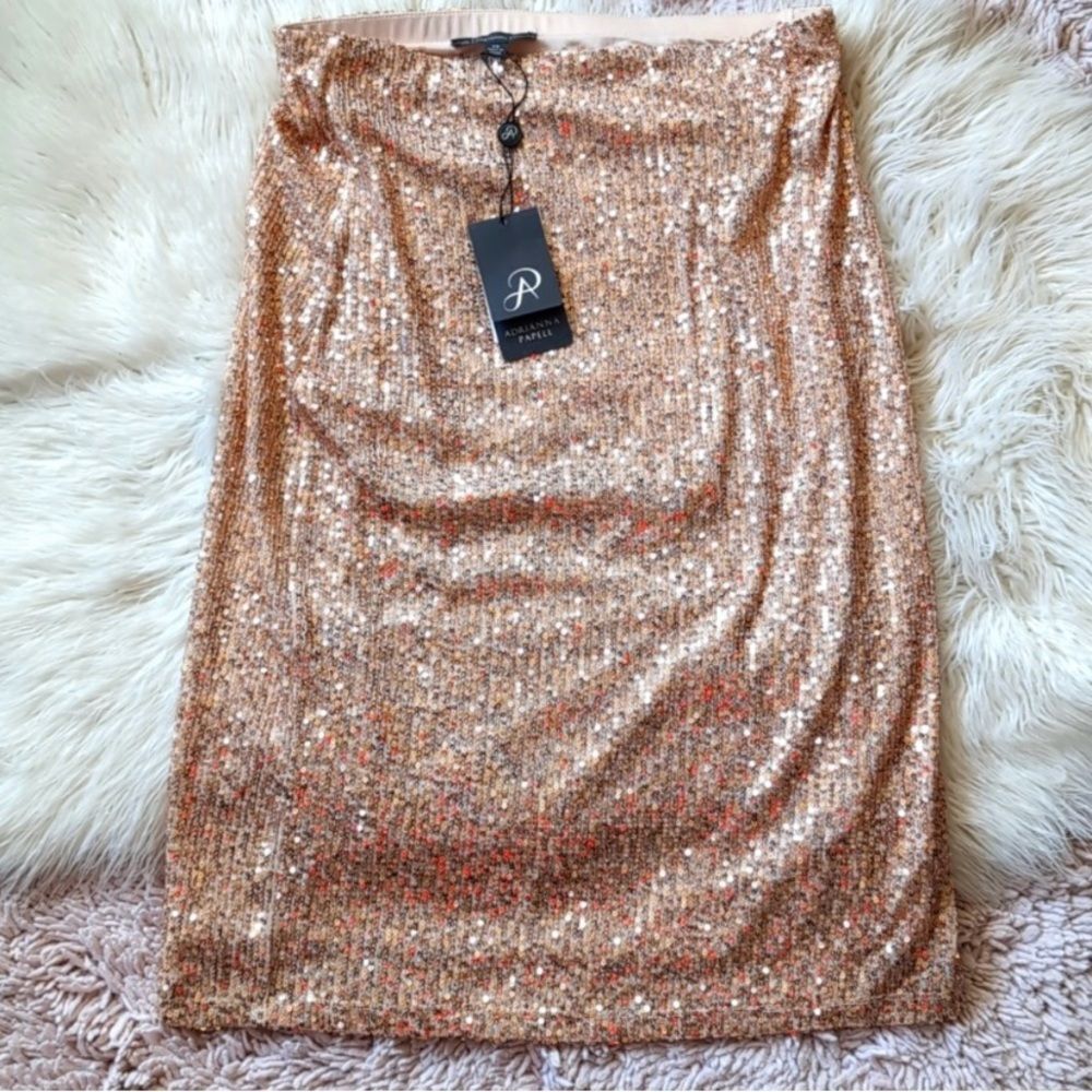 Adrianna pappell Sequin rose Gold Skirt xs NWT